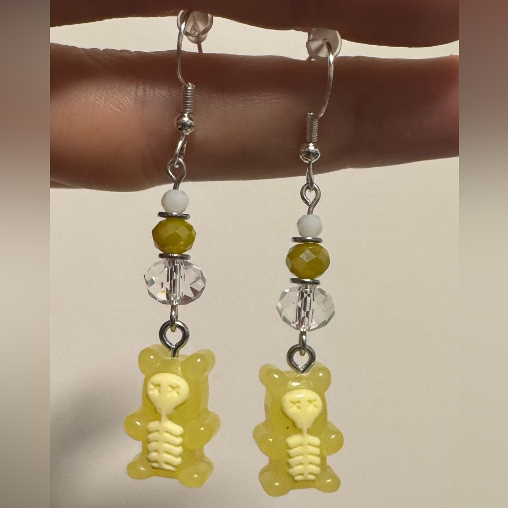 Yellow Skeleton Gummy Bear Dangle Earrings